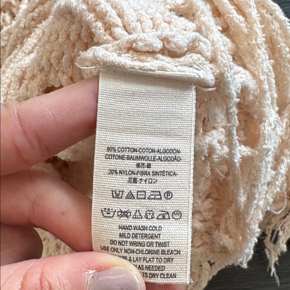 Free People higher love medium Open-Knit Fringe Crochet Sweater in Cream - Picture 7 of 7